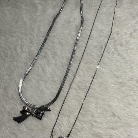 再入荷))リボン2セットネックレス(No.G859)
