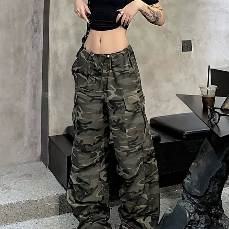 【Open Yy】CAMO ROLLED WAIST CARGO PANTS Open YY Camo Rolled Waist Cargo Pants - ShopStyle