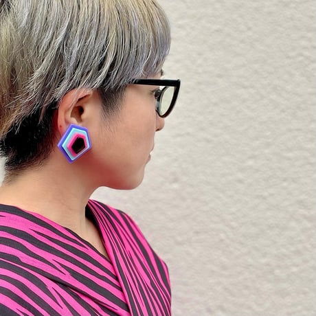 イヤリング/ピアス <contour 5 /コンター 5 >ピンク×パープル