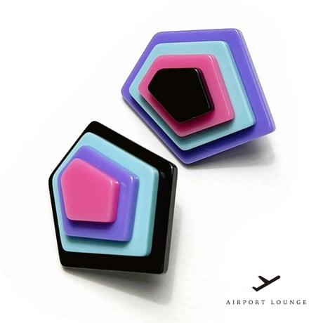 イヤリング/ピアス <contour 5 /コンター 5 >ピンク×パープル