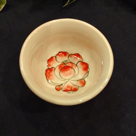 ベトナムバッチャン焼き 湯呑み2個セット 芙蓉柄ブルー