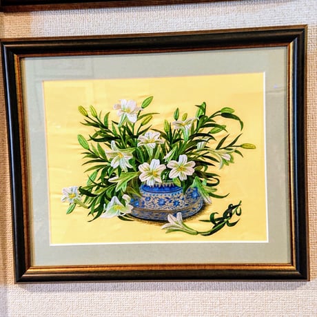 ベトナム刺繍　刺繍絵　絵画　川辺 ベトナム 刺繍絵 アート - メルカリ