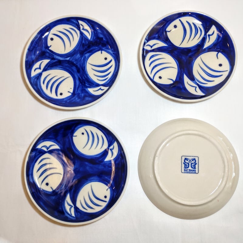 ころころ魚柄 小皿4枚セット 高品質バッチャン焼 | Ethnic Tea Salon