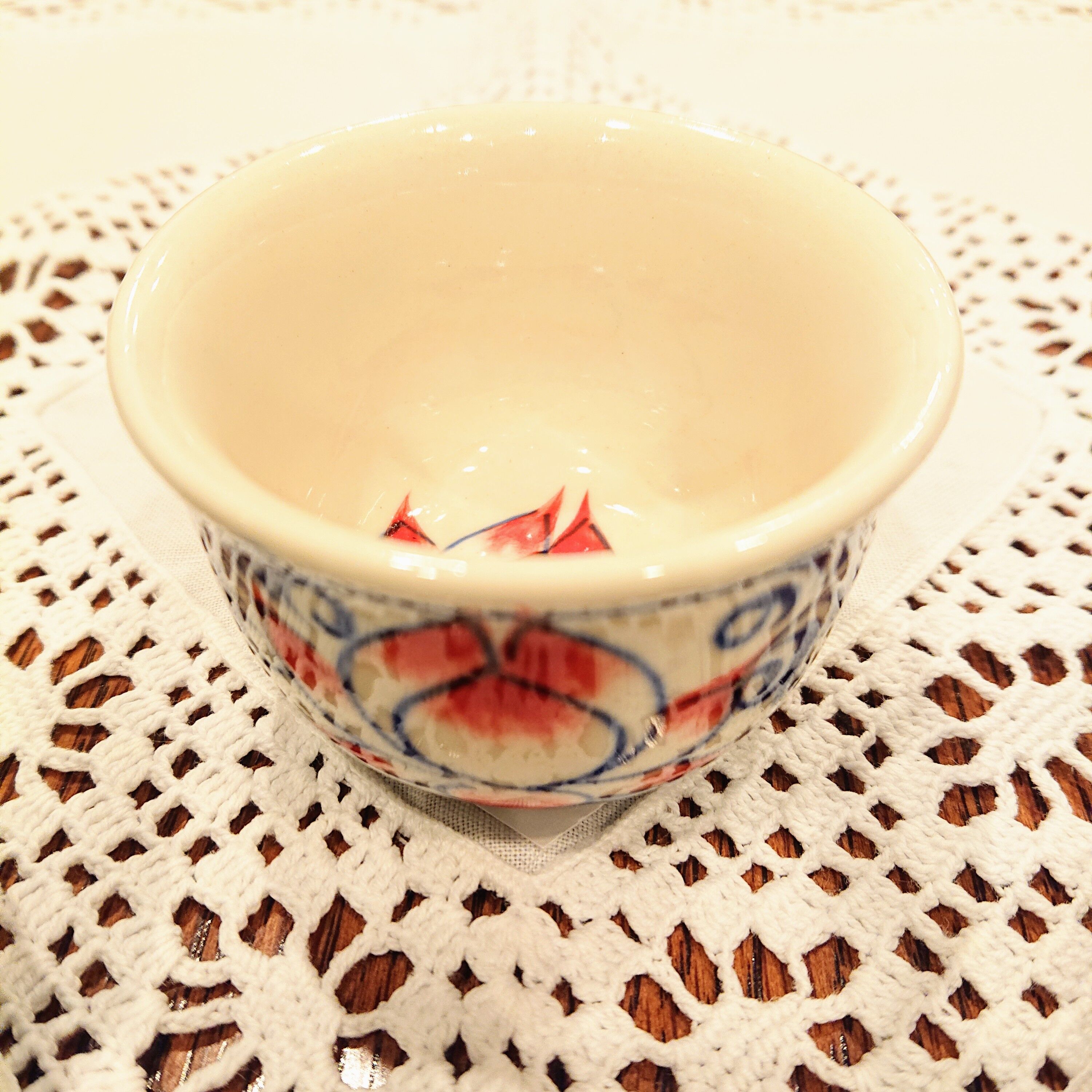 ベトナム バッチャン焼き 湯呑み茶碗 蓮花柄(青) | Ethnic Tea Salon
