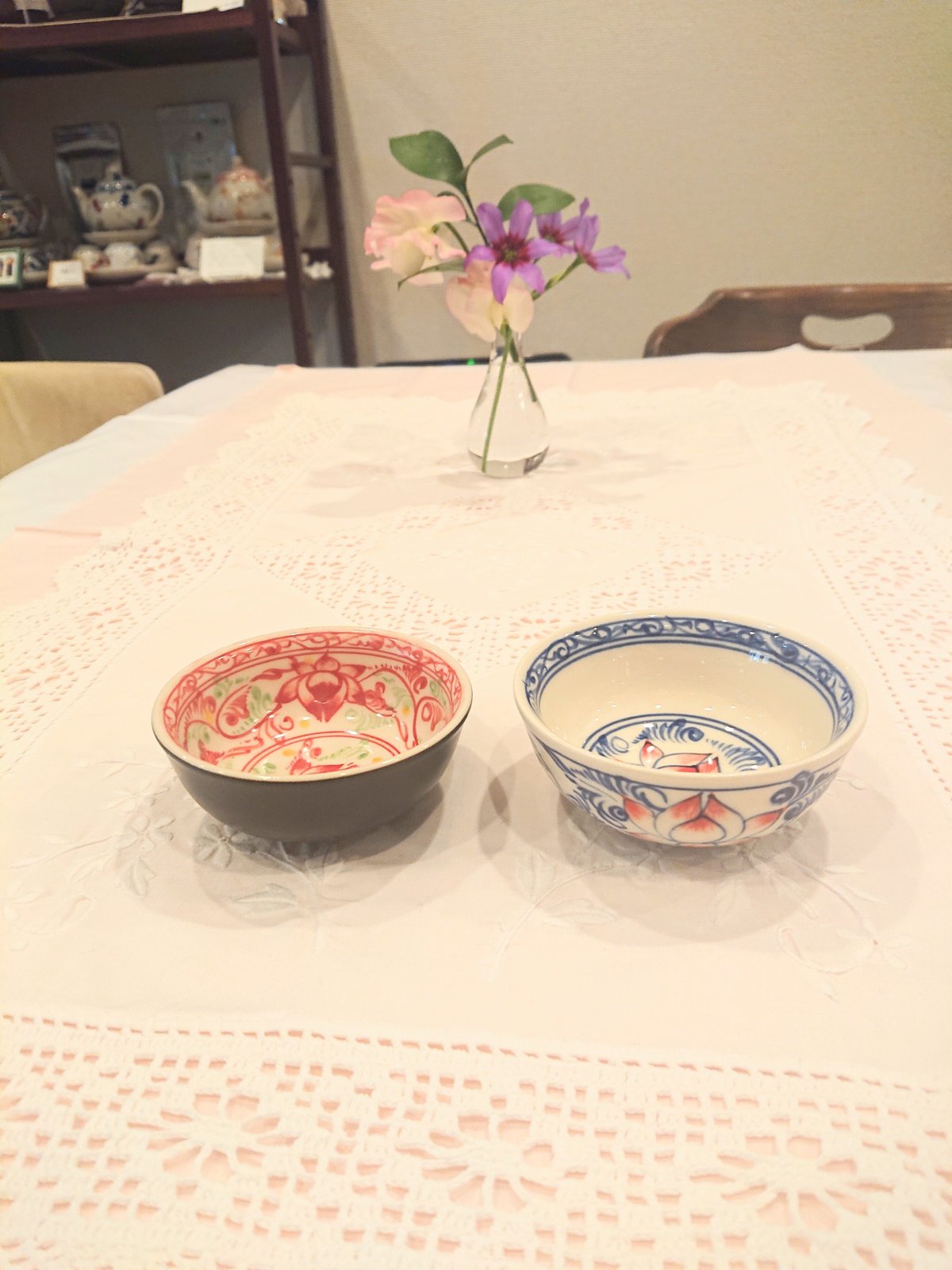 バッチャン焼き 小椀皿 蓮花柄 青 2個セット | Ethnic Tea Salon
