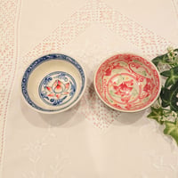 バッチャン焼き 小椀皿 菊柄 茶色に赤 2個セット | Ethnic Tea Salon