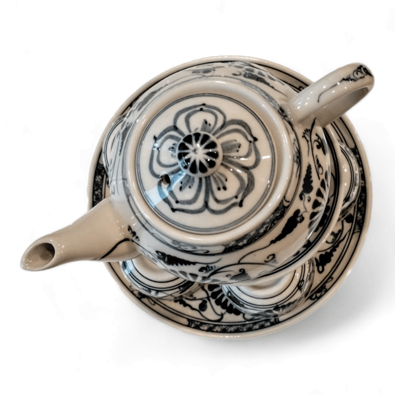ベトナム バッチャン焼き 茶器セット 菊の花 濃紺 | Ethnic Tea ベトナム バッチャン焼き 茶器セット 菊の花 濃紺 | Ethnic Tea