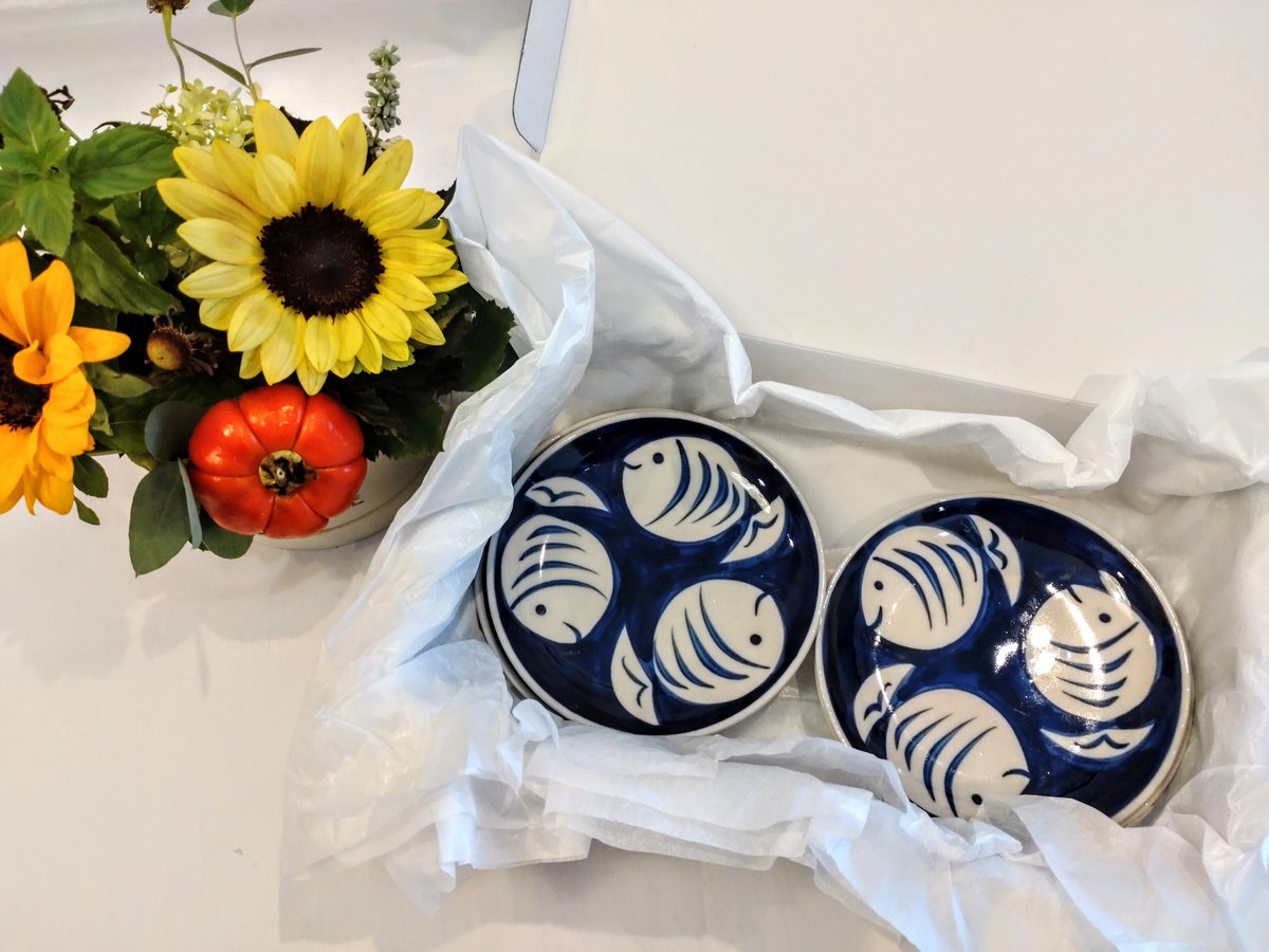 ころころ魚柄 お小皿4枚セット 高品質バッチャン焼 | Ethnic Tea Salon