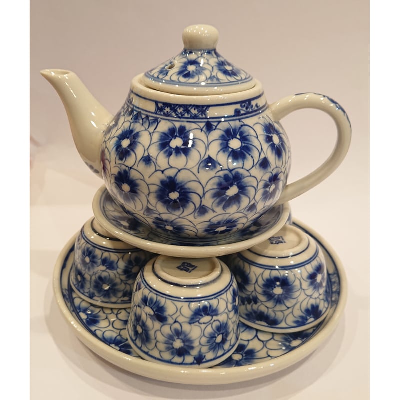 ベトナム バッチャン焼き 茶器セット 菊 藍色 | Ethnic Tea Salon