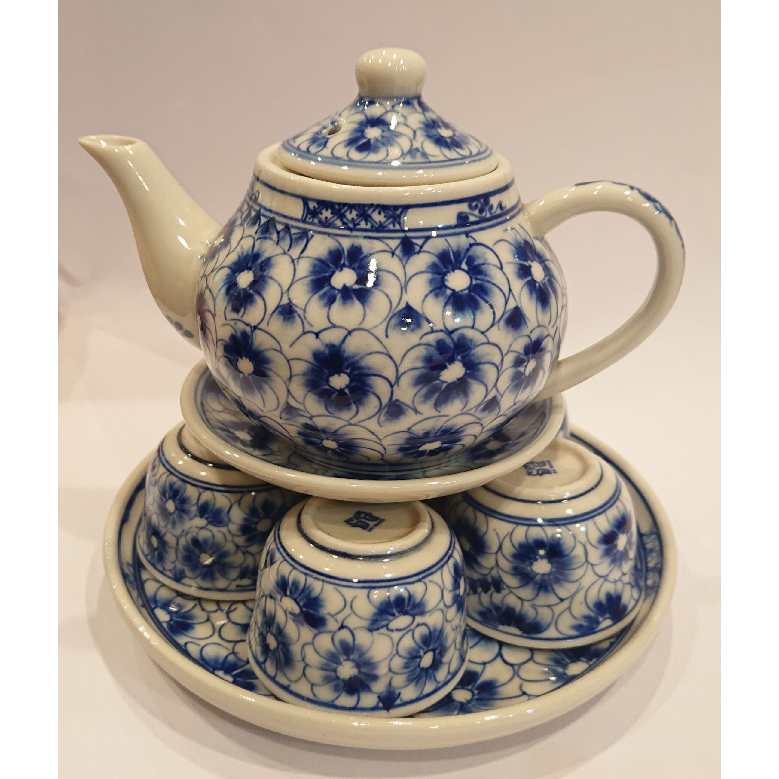 ベトナム バッチャン焼き 茶器セット 菊 藍色 | Ethnic Tea Salon