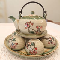 ベトナム バッチャン焼き 茶器セット 芙蓉 青色 | Ethnic Tea Salon ベトナム バッチャン焼き 茶器セット 芙蓉 青色 | Ethnic Tea Salon