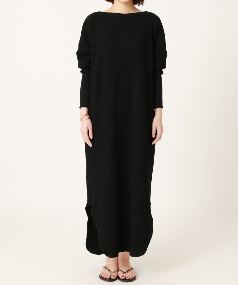 ピヌエ　サーマルワンピース　BLK ボーダーサーマルワンピース（BLACK） - PINUE