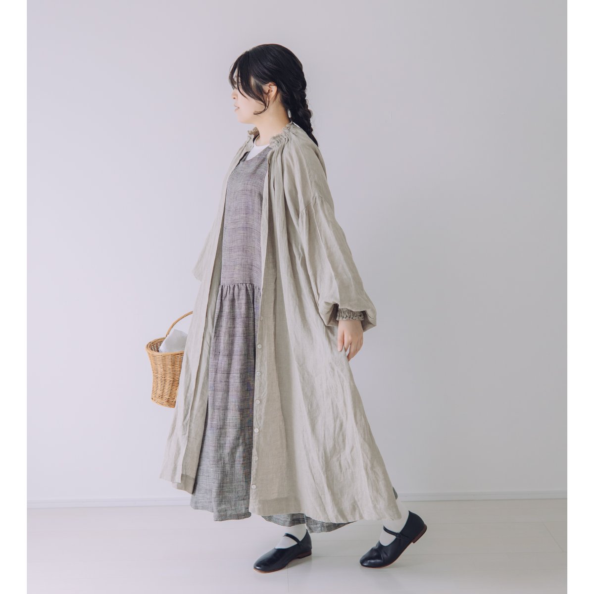 未使用レアJOSEPH◆リネンコート グレージュ23万 インポート2025 クシュ襟コートワンピース / フレンチリネン / KN | Momono-hana