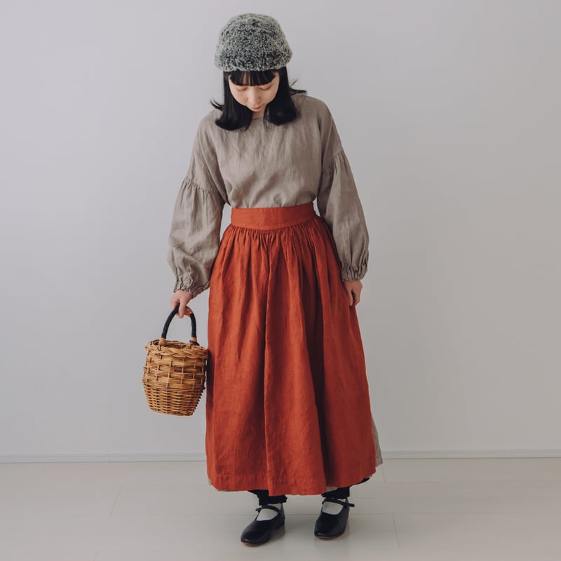 Kitchenwork前掛けエプロン / 手染 vintagered | Momono-hana