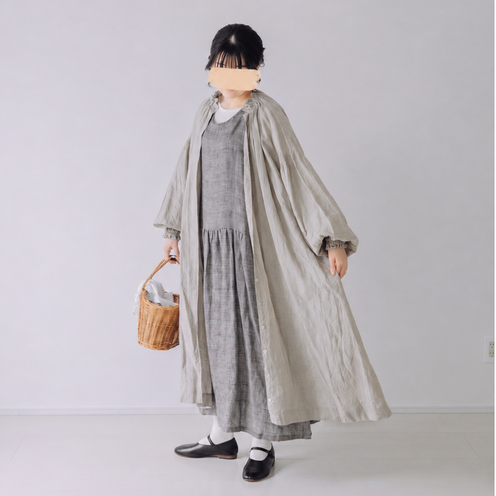 ⭐︎白キチ⭐︎様！conges payes リネンワンピースコート クシュ襟コートワンピース / フレンチリネン / KN | Momono-hana