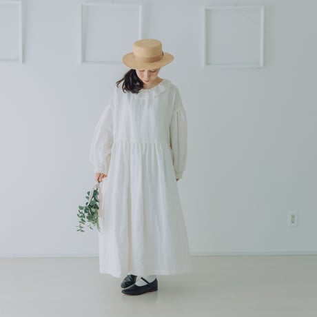 人気【Momono-hana】フリル袖ママワンピース ハンドメイド作家 リネン 人気【Momono-hana】フリル袖ママワンピース ハンドメイド作家
