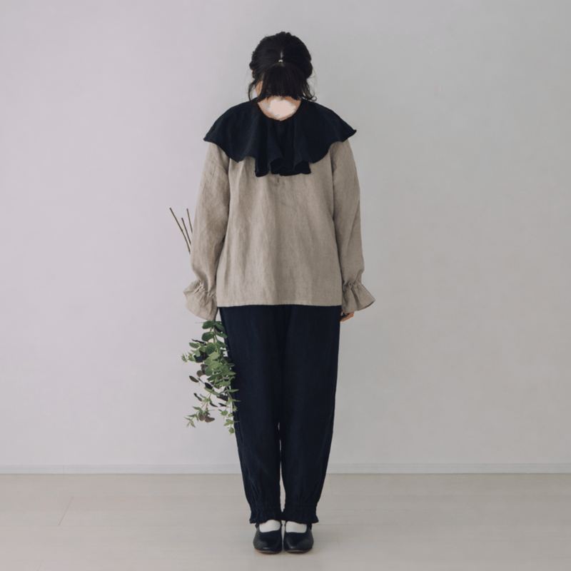 crowncollarブラウス / フレンチ KN×BK | Momono-hana