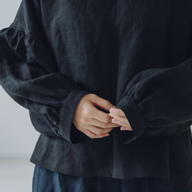 バルーンスリーブブラウス / ブロード BLK | Momono-hana