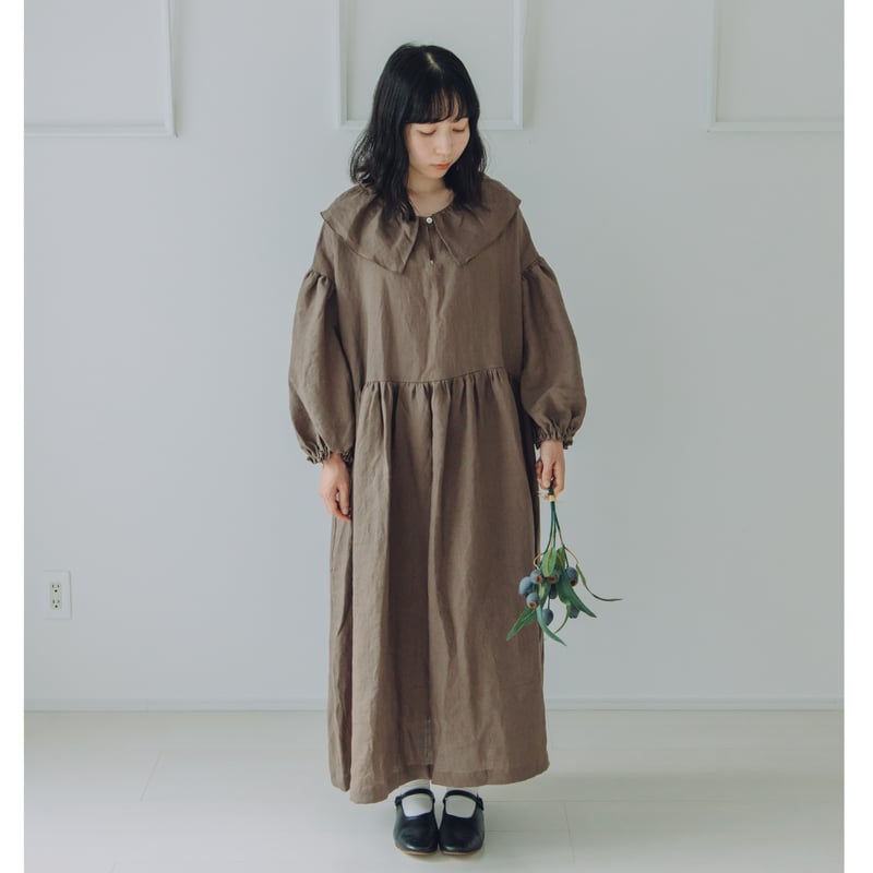 人気【Momono-hana】フリル袖ママワンピース ハンドメイド作家 リネン Momono-hana】フリル袖ママワンピース ハンドメイド作家 リネン