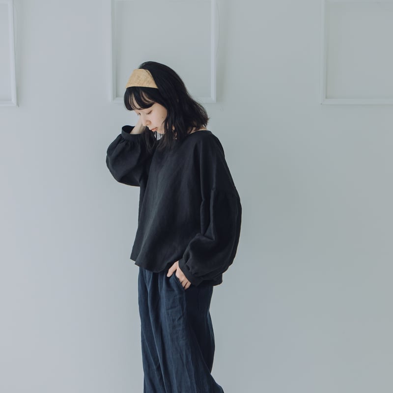 バルーンスリーブブラウス / ブロード BLK | Momono-hana