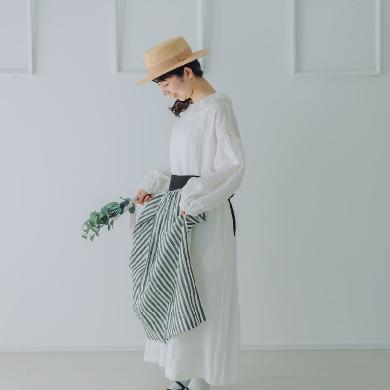 ≪1/30（金）22:00〜 販売スタート≫ エプロン / ストライプ ロング丈