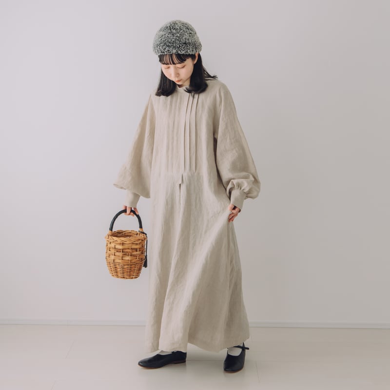 アンティークタックワンピース ブロード / 生成り | Momono-hana