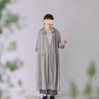 花びら襟ロングコート　/　フレンチリネン　/　GRY