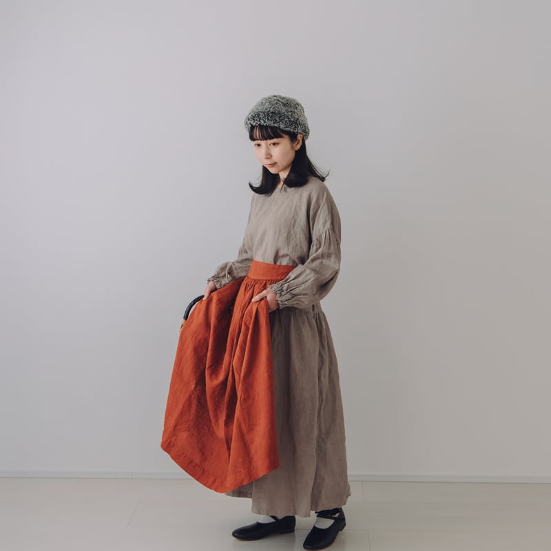 Kitchenwork前掛けエプロン / 手染 vintagered | Momono-hana