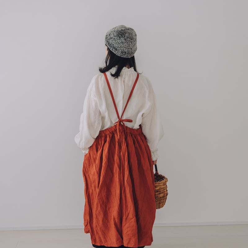 原宿店限定　エプロンワンピース kitchenworkエプロンワンピース / 手染 vintagered | Momono-hana