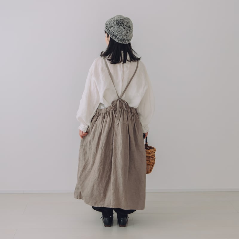 kitchenworkエプロンワンピース / 手染 カフェオレ | Momono-hana