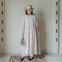 Wレースとタック半袖ワンピース　/　手染　gray　【web価格】