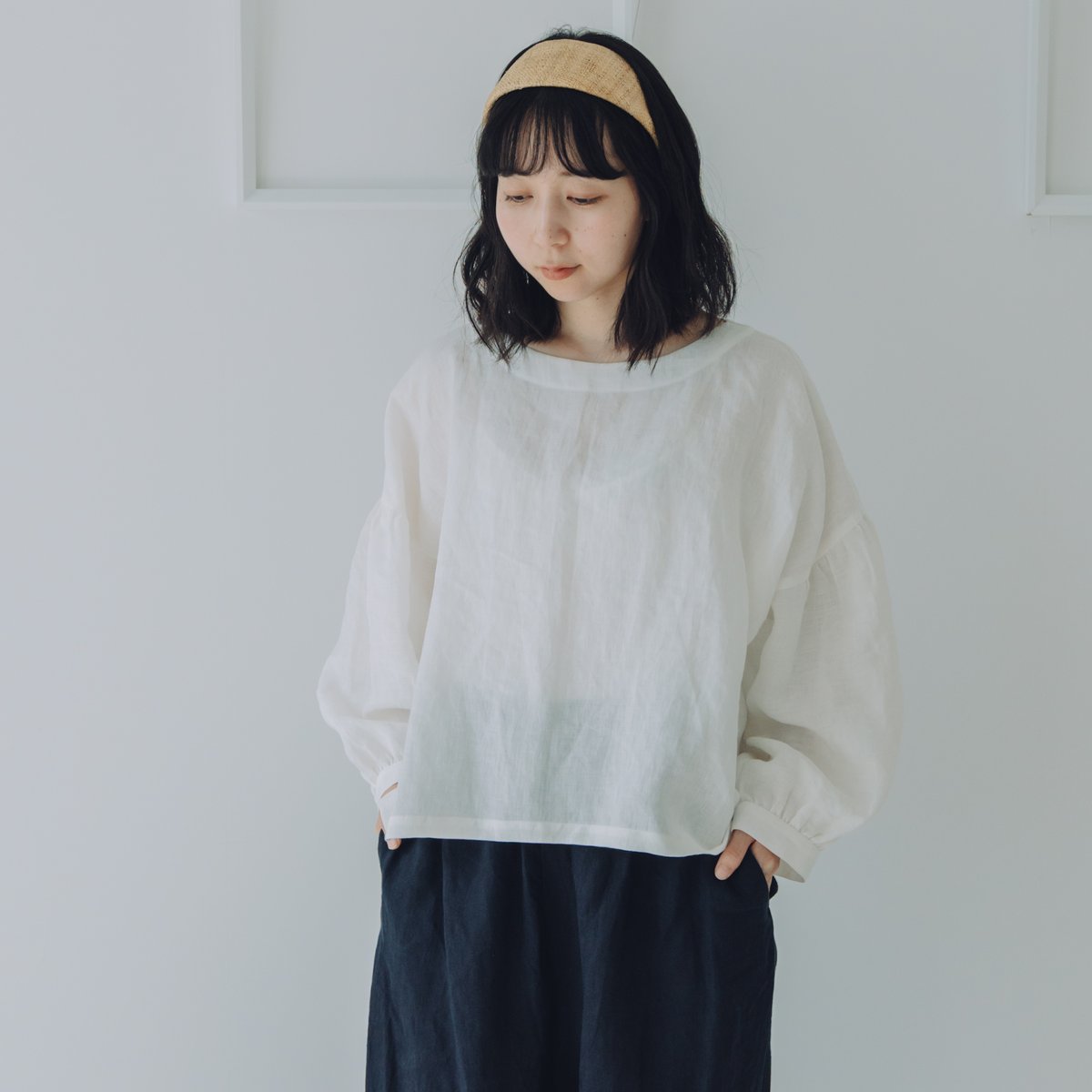 バルーンスリーブブラウス / ブロード OW | Momono-hana