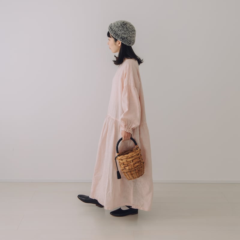 バルーンスリーブワンピース / 手染 ペールPNK | Momono-hana