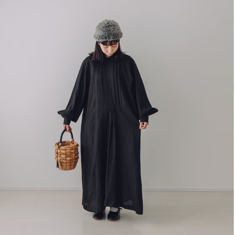 アンティークタックワンピース ブロード / BLACK | Momono-hana