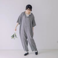 限定5点　Vあきフリルのオールインワン  /  3mm ギンガムチェックlinen