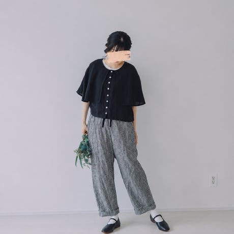 ノースリーブケープブラウス　/　フレンチ　BK