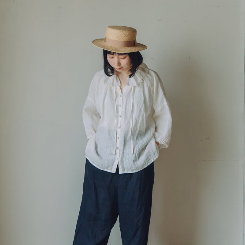 花びら襟ブラウス / フレンチリネン white 【web価格】 | Momono