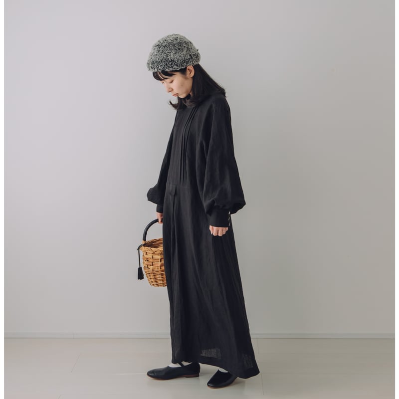 アンティークタックワンピース ブロード / BLACK | Momono-hana