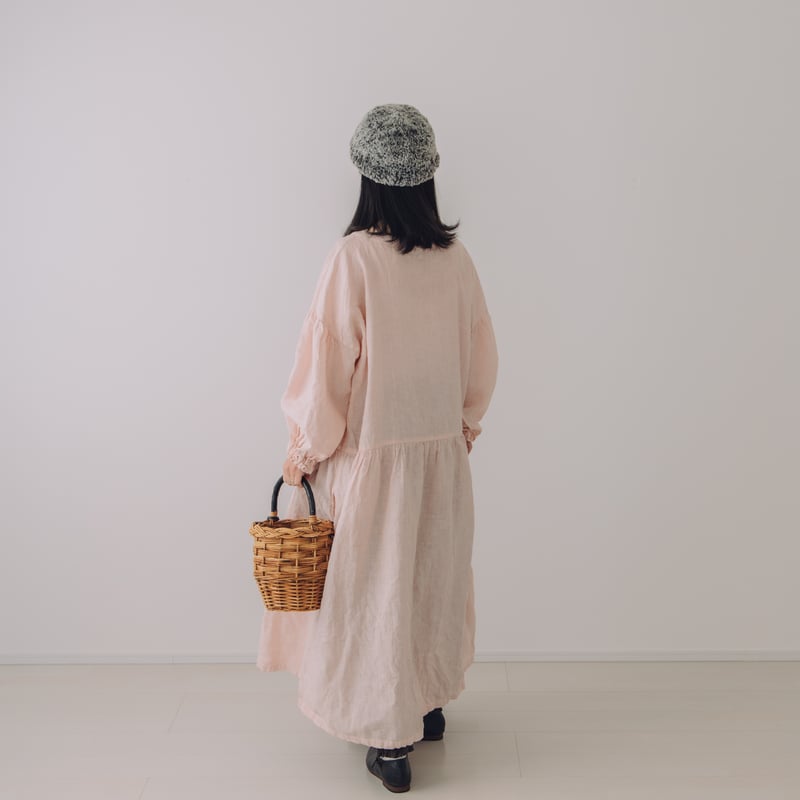 バルーンスリーブワンピース / 手染 ペールPNK | Momono-hana