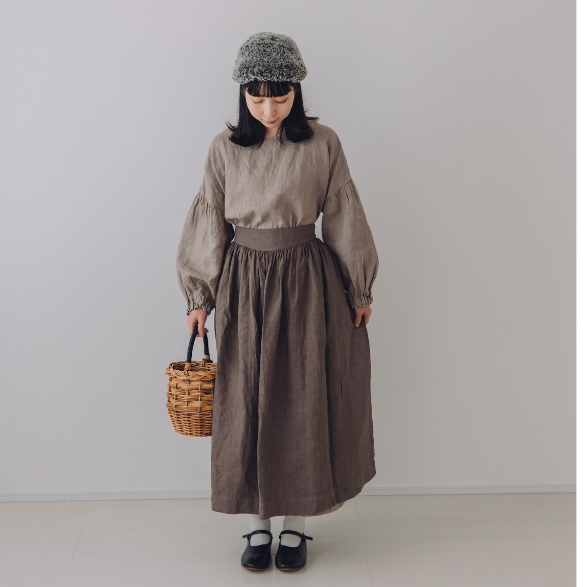 その他 HANA Kitchenwork前掛けエプロン / 手染 モカ茶 | Momono-hana