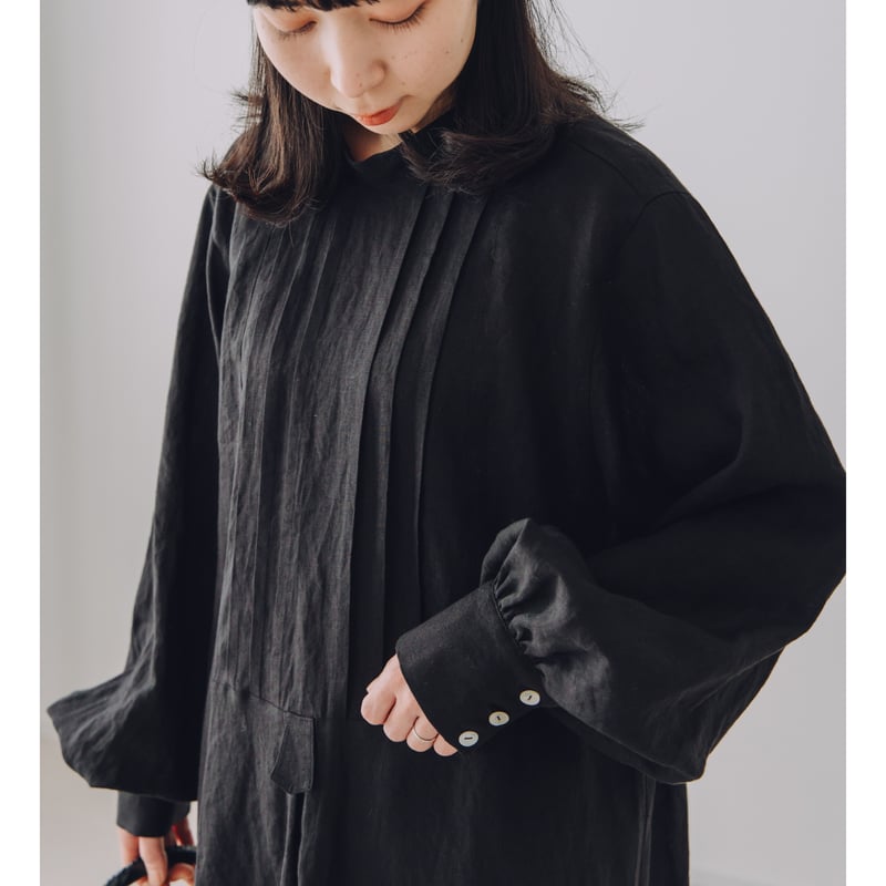 アンティークタックワンピース ブロード / BLACK | Momono-hana