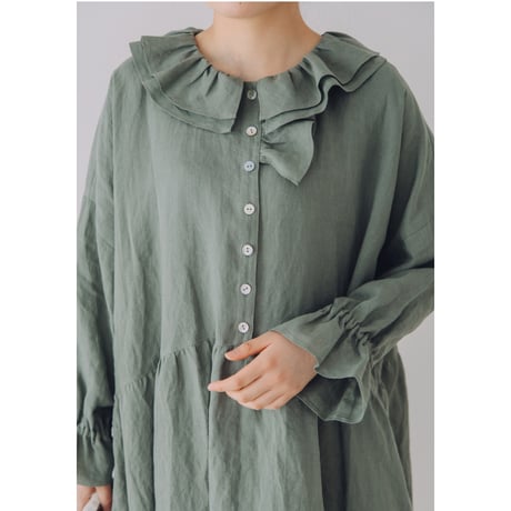 layer collarワンピース　/　ブロード　GRN