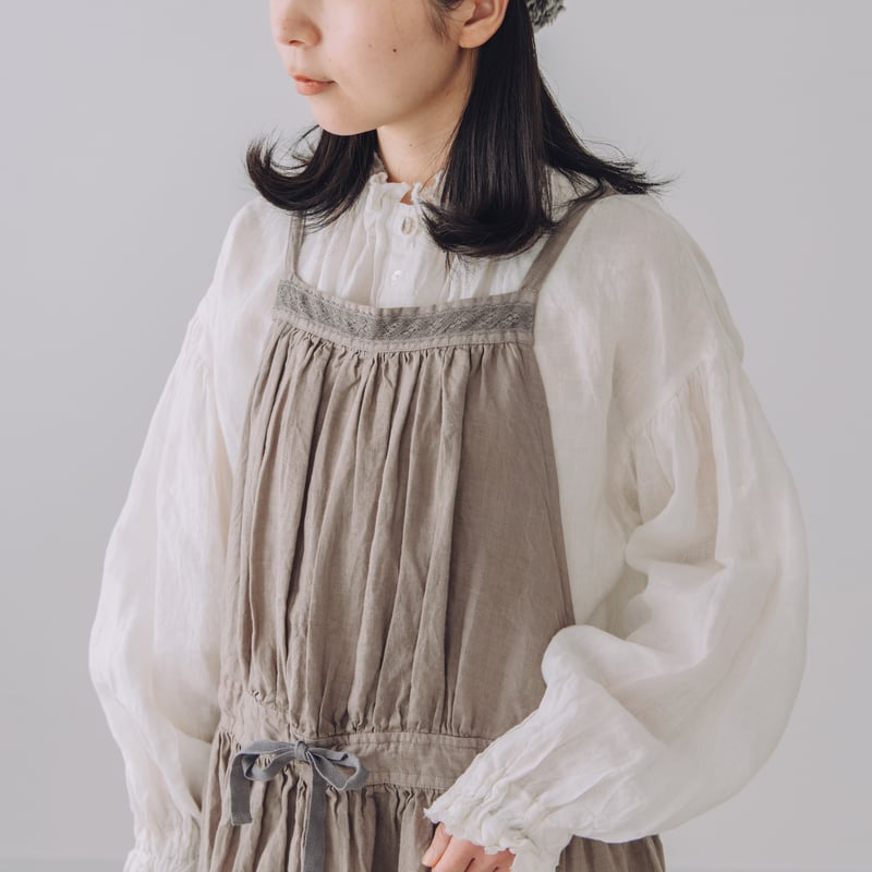 kitchenworkエプロンワンピース / 手染 カフェオレ | Momono-hana