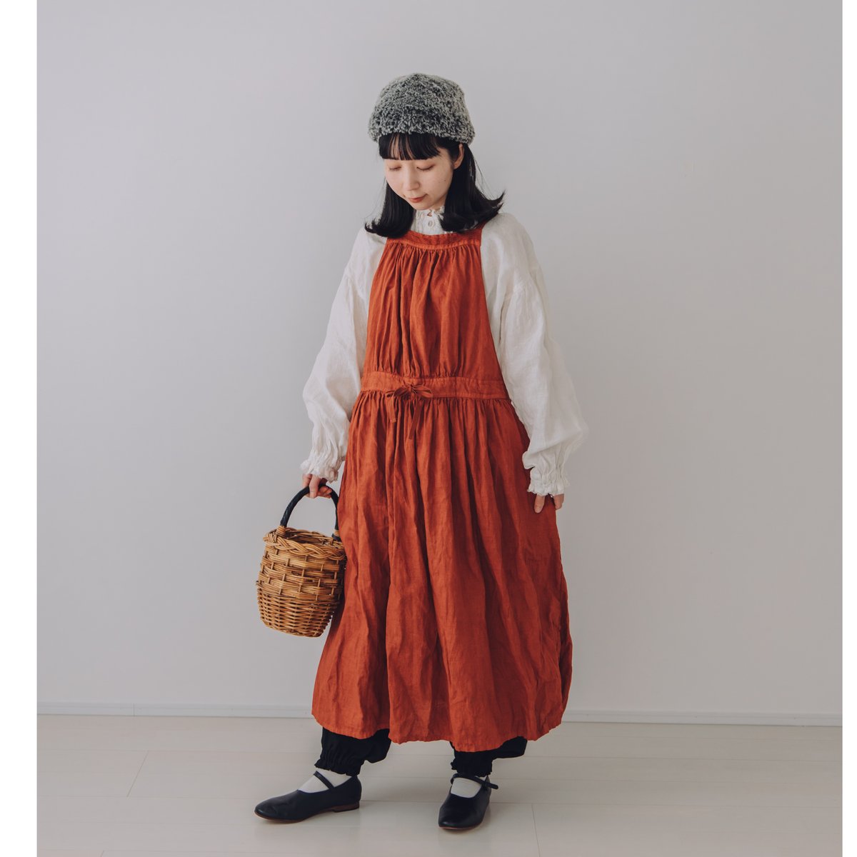 kitchenworkエプロンワンピース / 手染 vintagered | Momono-hana