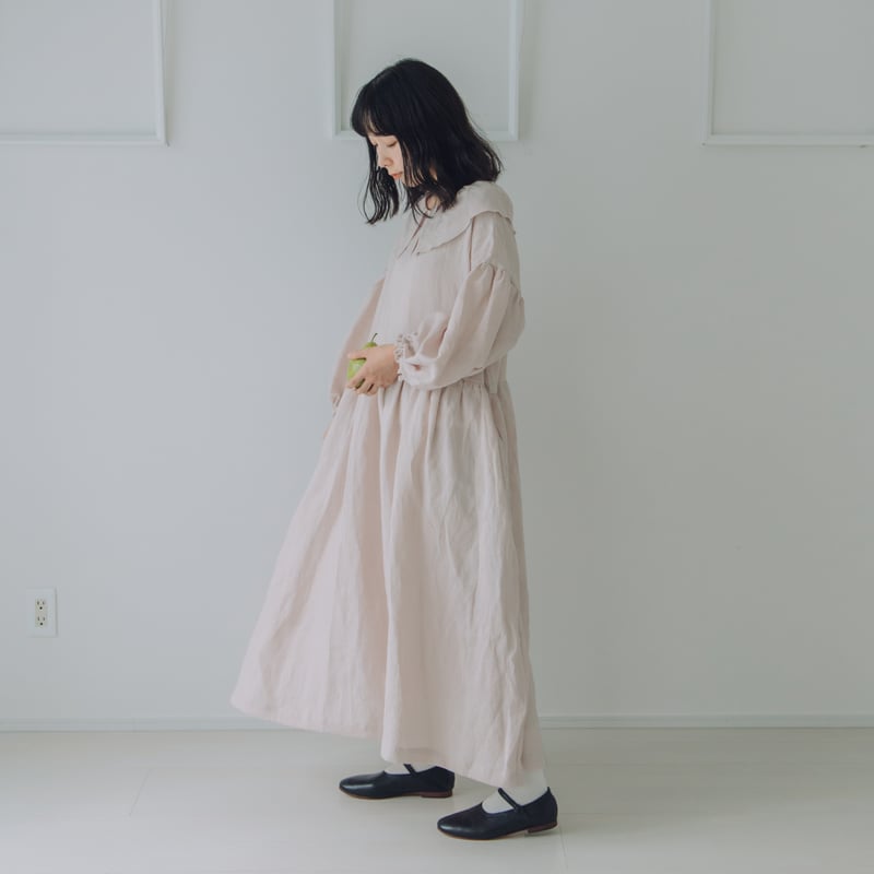 1枚襟のワンピース 長袖 ブロード / LPNK | Momono-hana