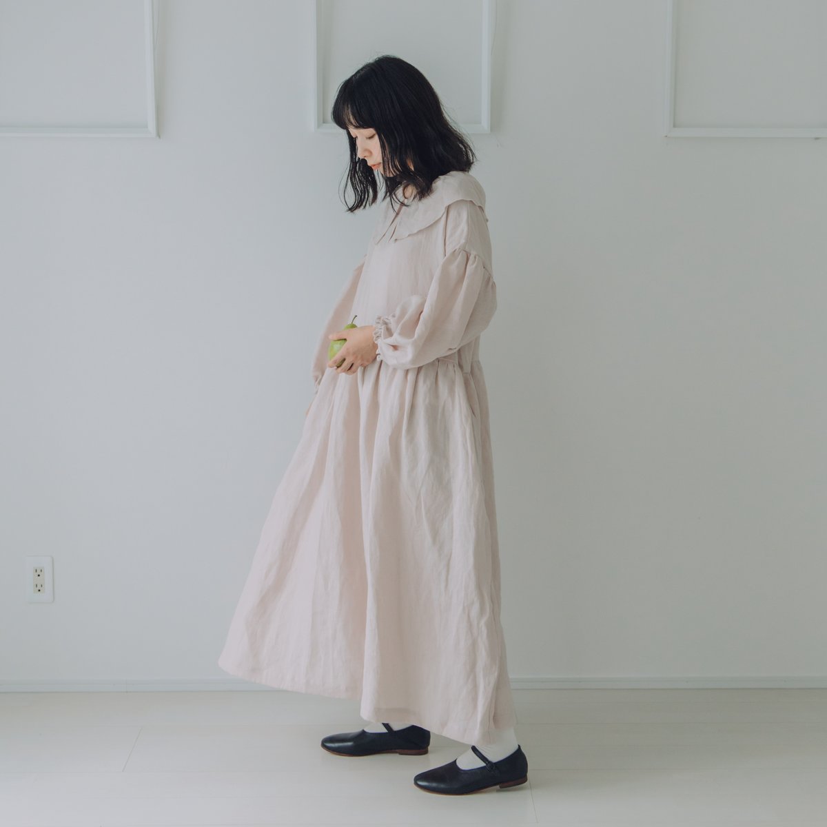 1枚襟のワンピース 長袖 ブロード / LPNK | Momono-hana