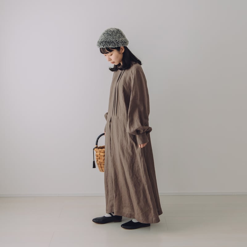 アンティークタックワンピース ブロード / BRWN | Momono-hana