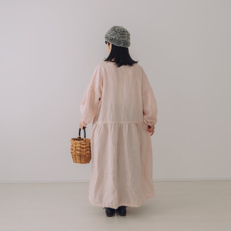 バルーンスリーブワンピース / 手染 ペールPNK | Momono-hana
