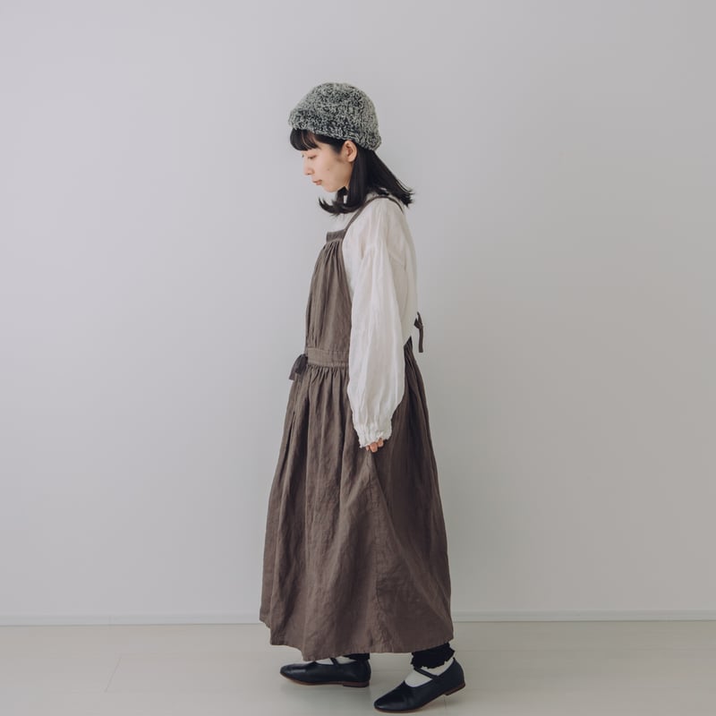 kitchenworkエプロンワンピース / 手染 モカ茶 | Momono-hana