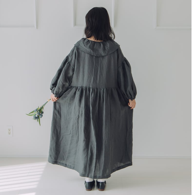 1枚襟のワンピース 長袖 ブロード / DGRY | Momono-hana